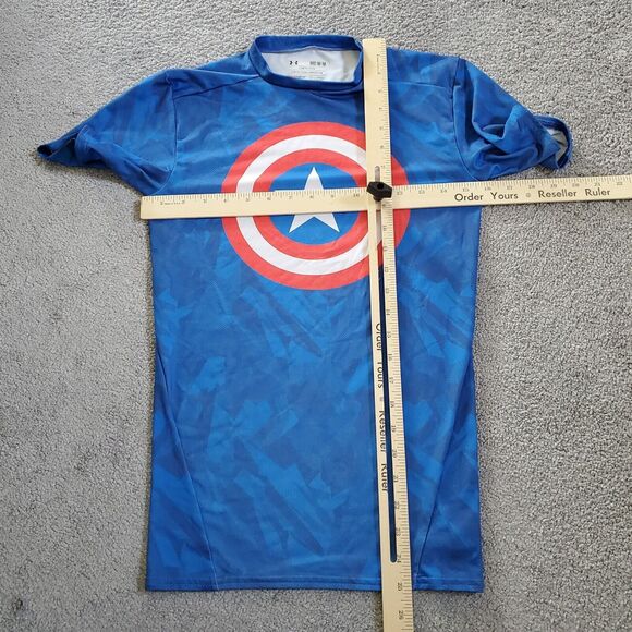 Under Armour shirt Mens Medium Blue Captain America Marvel Compression Gym - Picture 7 of 10